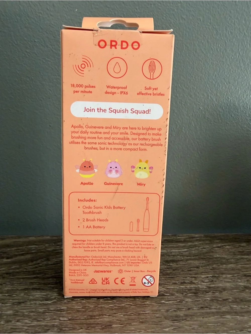 Ordo Sonic Kids Battery Toothbrush - Coral Peach